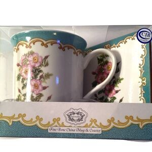 Kent Pottery Fine Bone China Mug & Coaster Rosa Set NEW